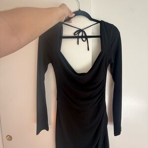 Short Elegant Black Long Sleeve Dress